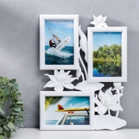 Фоторамка пластик на 3 фото 10х15 см "Лотосы" белый 36х27 см Фоторамка пластик на 3 фото 10х15 см "Лотосы" белый 36х27 см