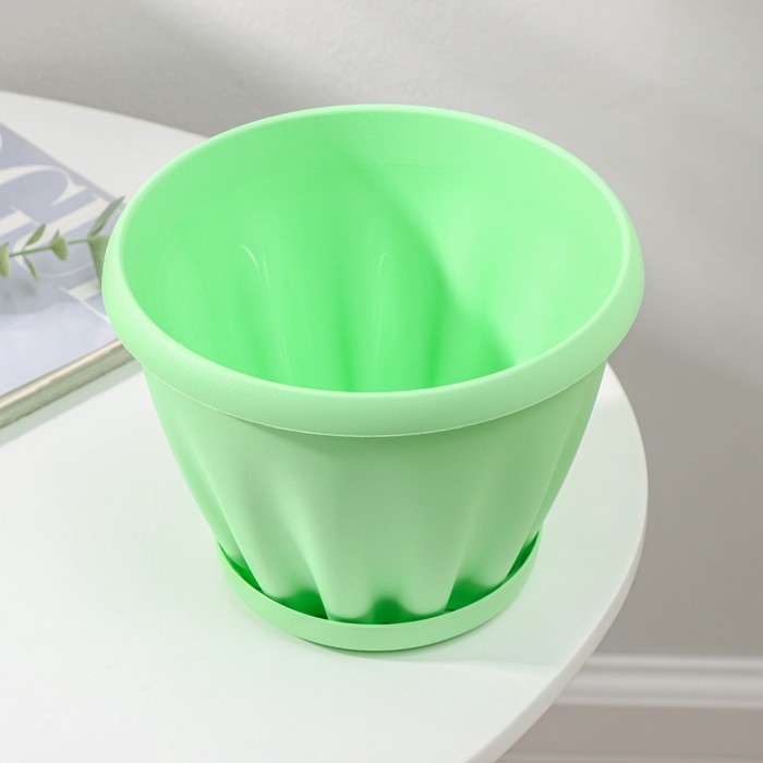 Горшок для цветов с поддоном &laquo;Знатный&raquo;, 2 л, d=18 см, цвет зелёный