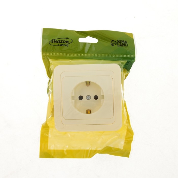 Розетка одноместная Luazon Lighting Розетка одноместная Luazon Lighting "Орион", 16 А, скрытая, с з/к, бежевая