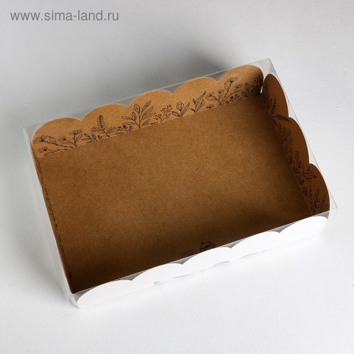 Коробка для печенья, кондитерская упаковка с PVC крышкой, &laquo;Крафт&raquo;, 20 х 30 х 8 см