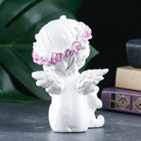 Фигура "Ангел с мишкой" перламутр, 13х10х8см