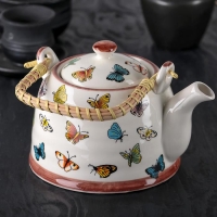 Чайник керамический заварочный с металлическим ситом «Бабочки», 900 мл Чайник керамический заварочный с металлическим ситом «Бабочки», 900 мл