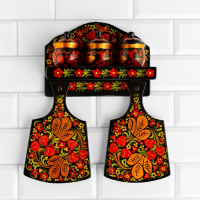 Набор &laquo;Земляничка&raquo;, 6 предметов: 2 доски, 3 банки, подставка, хохлома