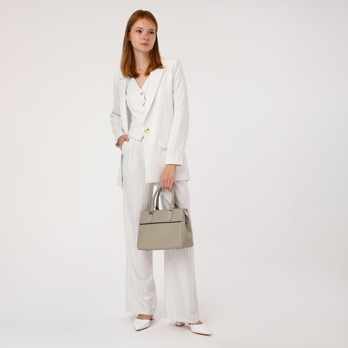 Сумка-тоут на молнии, наружный карман, цвет светло-серый Сумка-тоут на молнии, наружный карман, цвет светло-серый