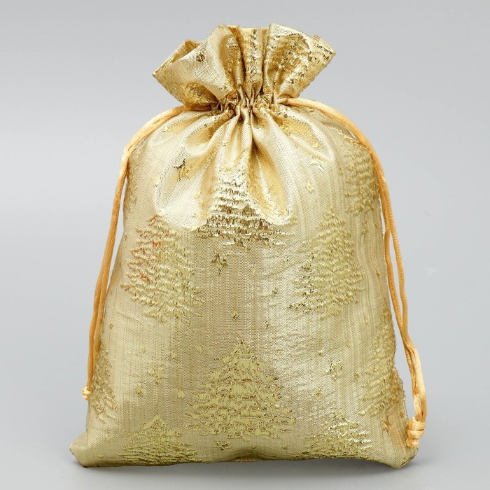 Мешочек подарочный парча &laquo;Золотые мгновения&raquo;, 16 х 24 см +/- 1.5 см, Новый год