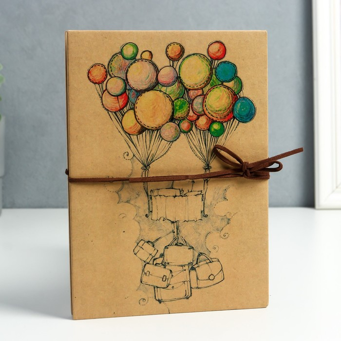 Фотоальбом гармошка 18 складок 34 стороны Фотоальбом гармошка 18 складок 34 стороны "Чемоданы и воздушные шары" чёрные листы 21х15 см 740290