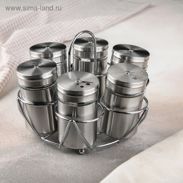 Набор для специй на подставке &laquo;Универсал&raquo;, 15&times;12 см, 100 мл, 6 шт