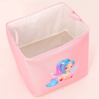 Корзина для хранения игрушкек с затяжкой на веревке, 40 х 50 х 48 см, розовая