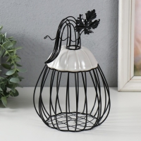 Сувенир вазон металл, керамика "Тыква с листочком" черная с белым 14,3х14,3х21 см Сувенир вазон металл, керамика "Тыква с листочком" черная с белым 14,3х14,3х21 см