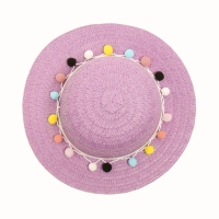 Шляпа с бомбошками для девочки MINAKU, цвет фиолетовый, размер 50 Шляпа с бомбошками для девочки MINAKU, цвет фиолетовый, размер 50