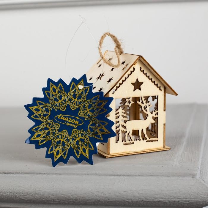 Ёлочная игрушка &laquo;Домик с оленем&raquo;, от батареек, свечение тёплое белое