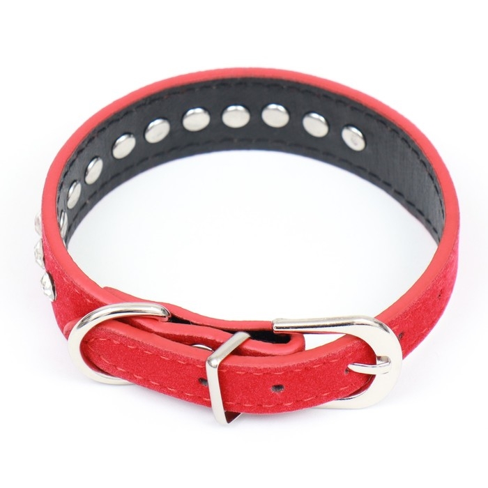 Ошейник Ошейник "Бархат и стразы", 31 х 1,3/2 см, ОШ 22-28 см, красный