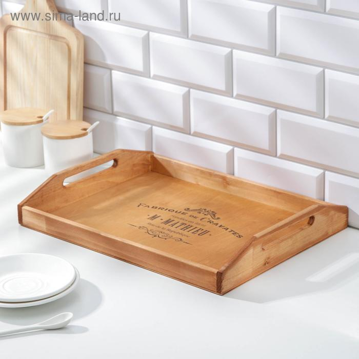 Поднос деревянный с декором, 40&times;30&times;7,5 см, сосна