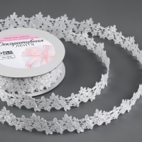 Лента фигурная «Розы», 25 мм, 9 ± 0,5 м, цвет белый Лента фигурная «Розы», 25 мм, 9 ± 0,5 м, цвет белый