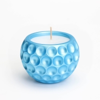 Свеча "Шар в точку" в подсвечнике из гипса, 8х6см, голубой Свеча "Шар в точку" в подсвечнике из гипса, 8х6см, голубой