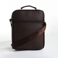 Сумка мужская на молниях, длинный ремень, цвет коричневый