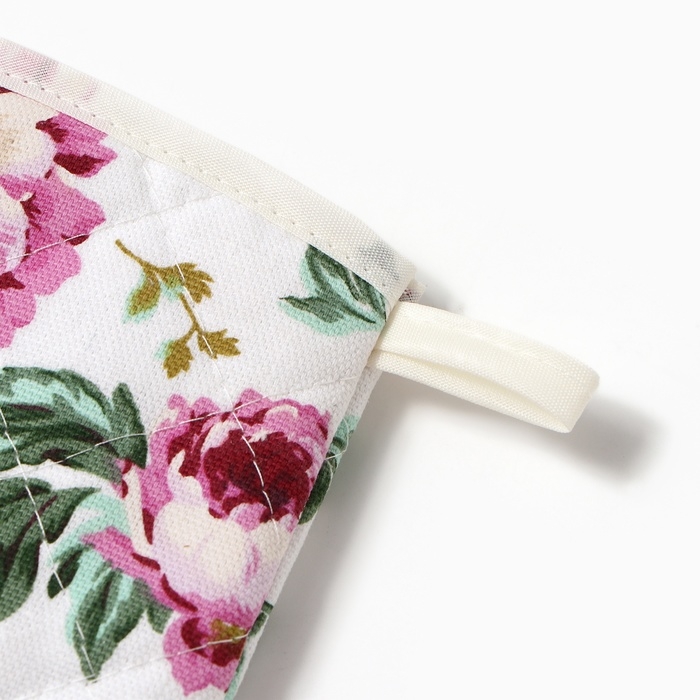 Варежка-прихватка Доляна Цветы, цвет розовый, 26*16см, 100%хл