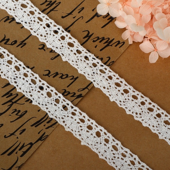 Кружево вязаное, 18 мм &times; 2,7 &plusmn; 0,5 м, цвет белый