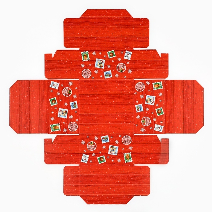 Коробка подарочная новогодняя складная &laquo;Новогодняя посылка&raquo;, 14 х 14 х 8 см, Новый год