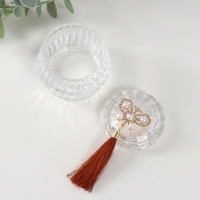 Шкатулка стекло "Бабочка жемчужная" с кисточкой 7х7х7 см Шкатулка стекло "Бабочка жемчужная" с кисточкой 7х7х7 см