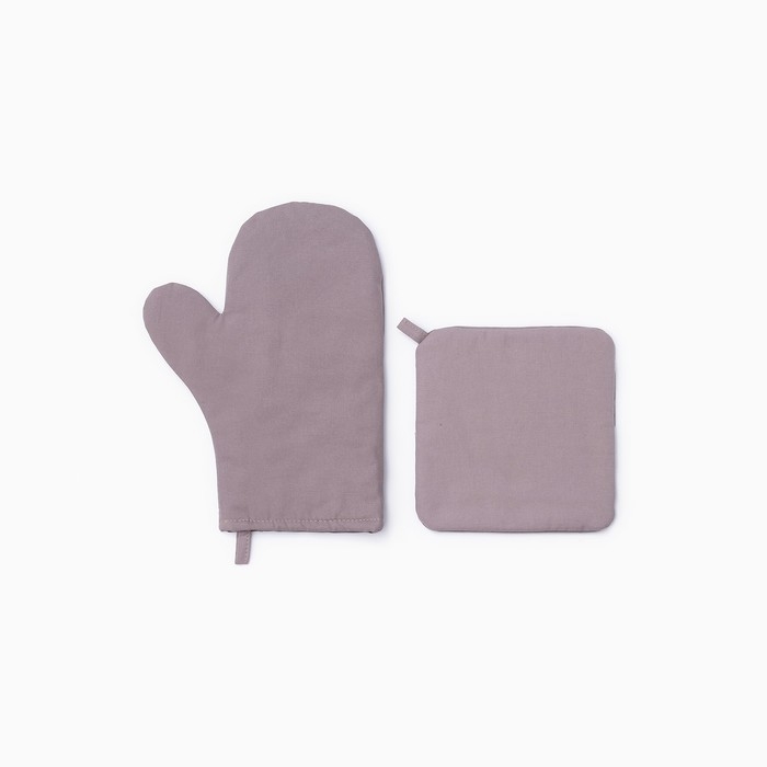 Кухонный набор Этель Kitchen, цвет сиреневый, варежка-прихватка 18х29 см, прихватка 19х19 см