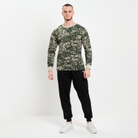 Лонгслив мужской, цвет зелёный камуфляж/пиксель МИКС, размер 52
