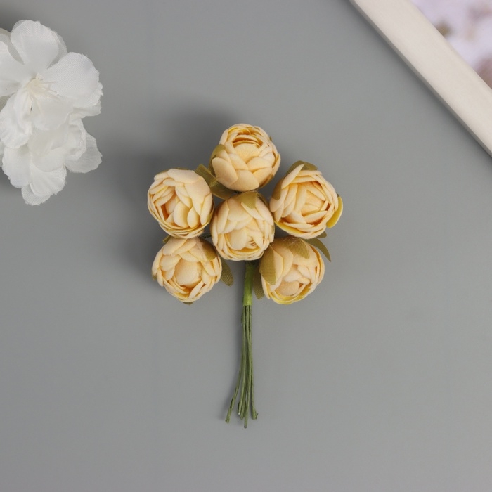 Декор для творчества Декор для творчества "Пионы" жёлтые (1 набор=1 букет) в букете 6 шт 2,5х10,5 см