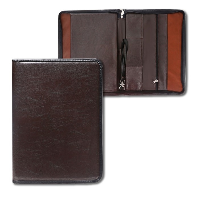 Папка деловая, искусственная кожа, для бумаг, 370 х 275 х 30 мм, с металлическим прижимом, ручка-петля Папка деловая, искусственная кожа, для бумаг, 370 х 275 х 30 мм, с металлическим прижимом, ручка-петля "Люкс" коричневая 6Д041