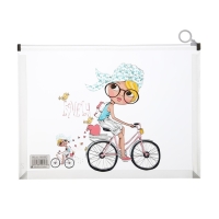 Папка-конверт на молнии формат А4, 180 мкр, прозрачная с рисунком "Девочки", МИКС Папка-конверт на молнии формат А4, 180 мкр, прозрачная с рисунком "Девочки", МИКС