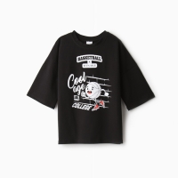 Футболка детская MINAKU: bascetball kids, цвет чёрный, рост 128 см