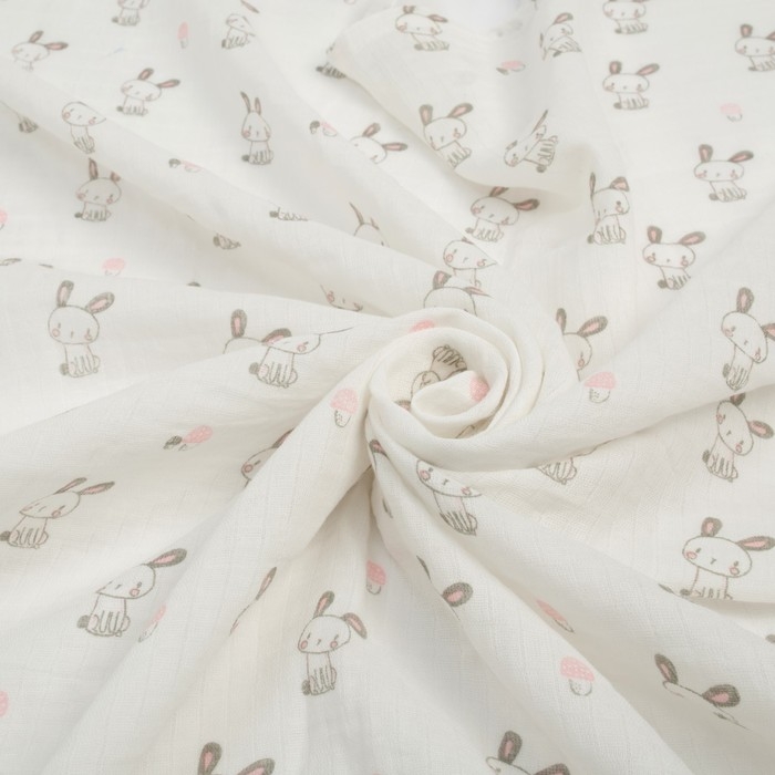 Пелёнка муслиновая Крошка Я &laquo;Зайчата&raquo; 110х110 см, двухслойная, 100% хлопок