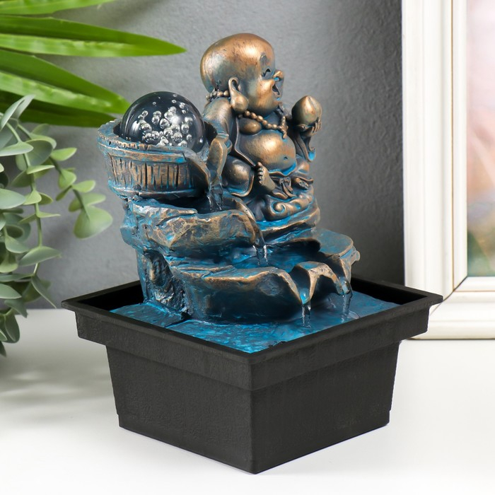 Фонтан Фонтан "Счастливый хотей с персиком" зелено-бронзовый 19,5х13,5х10 см