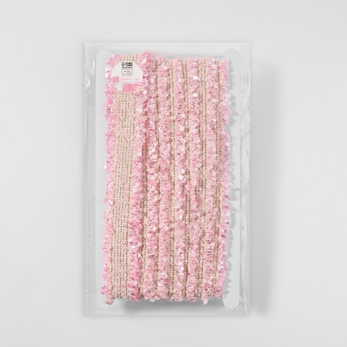 Тесьма декоративная &laquo;Твидовая&raquo;, двусторонняя, 30 мм, 5 &plusmn; 0,5 м, цвет розовый