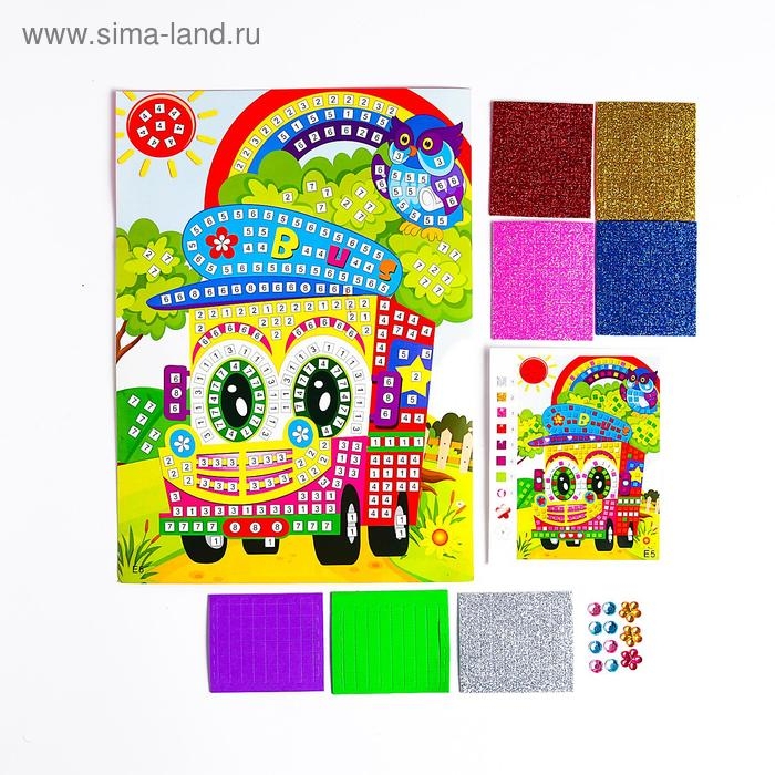 Мозаика стикерная &laquo;Веселый автобус&raquo; блестки, стразы