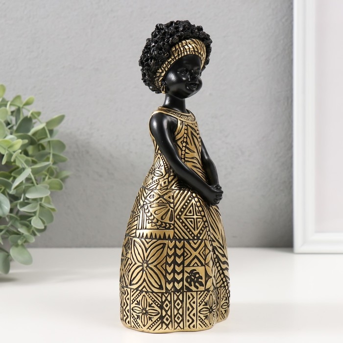 Сувенир полистоун "Малышка из Африки, с повязкой" 9,5х7,7х21,5 см