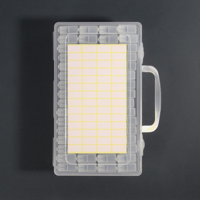 Набор баночек для декора, 64 шт, в органайзере, 14 мл, 22,3 &times; 13 &times; 5,5 см, с наклейками, цвет прозрачный