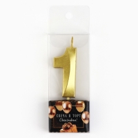 Свеча цифра для торта &laquo;1&raquo;, золото, 2,3 х 8 см
