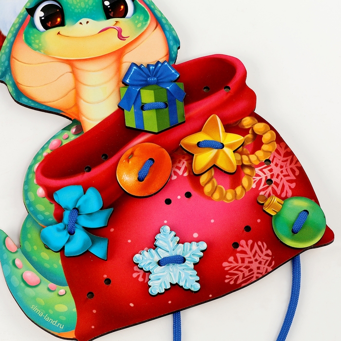 Шнуровка на новый год &laquo;Змея спешит на ёлку&raquo;, новогодняя игрушка для детей, символ года 2025