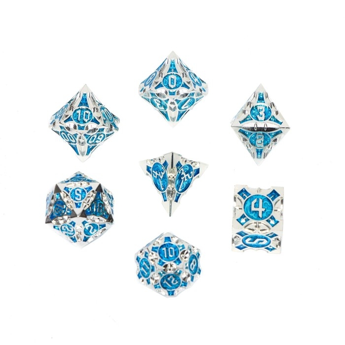 Набор кубиков для D&D (Dungeons and Dragons, ДнД) Набор кубиков для D&D (Dungeons and Dragons, ДнД) "Время игры", серия: D&D, 7 шт, голубые