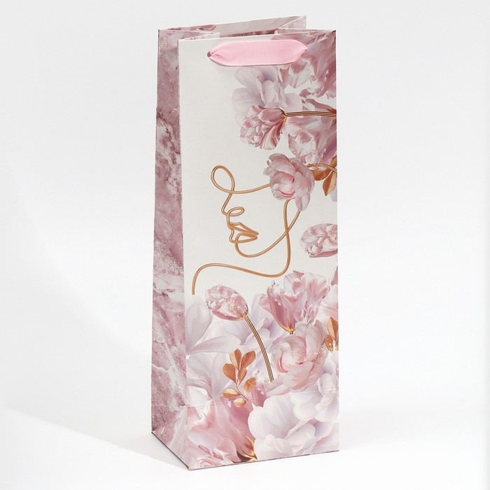 Пакет подарочный под бутылку, упаковка, &laquo;Нежность&raquo;, 13 х 36 х 10 см