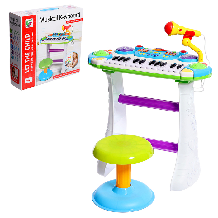 Напольный синтезатор &laquo;Лучший музыкант&raquo;, со стульчиком и микрофоном