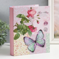 Фотоальбом на 200 фото 10х15 см "Бабочка на розовом" в коробке 5х21х25,5 см