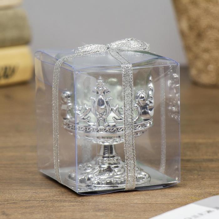 Подсвечник стекло, пластик на 1 свечу Подсвечник стекло, пластик на 1 свечу "Вьюнок" бокал на ножке серебро 7,5х6х6 см