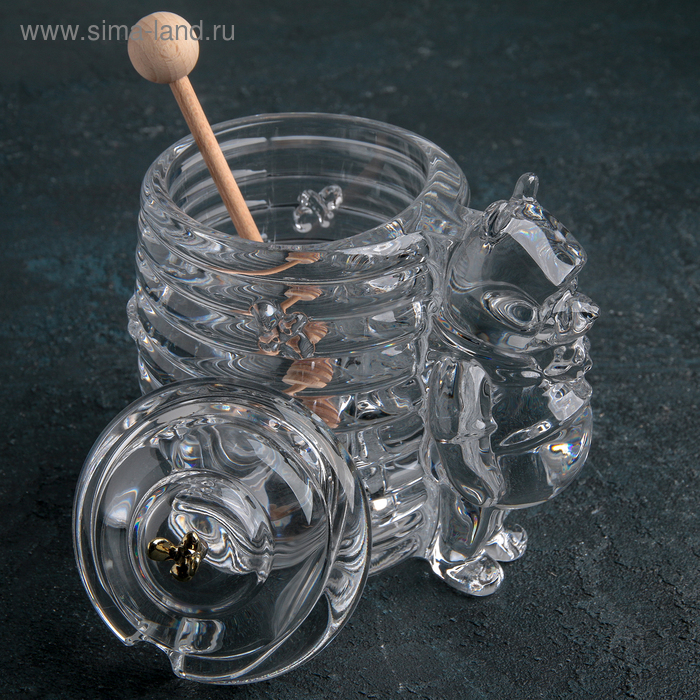 Ёмкость хрустальная для мёда «Мишка с ульем», 250 мл, h=15 см Ёмкость хрустальная для мёда «Мишка с ульем», 250 мл, h=15 см