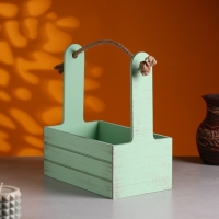 Кашпо деревянное 25.5&times;15&times;30 см "Аром", ручка канат, Оливковый Прованс