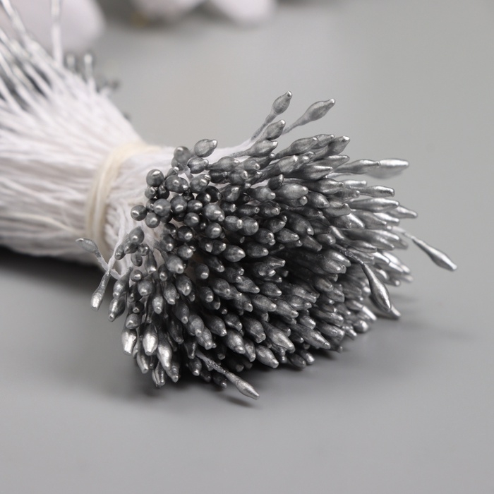 Тычинки для искусственных цветов глянец Тычинки для искусственных цветов глянец "Рисинки" серебро набор 360 шт длина 6 см