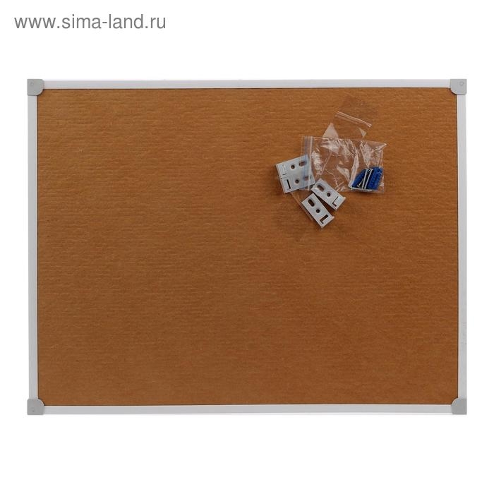 Доска пробковая А2, 45х60 см, Calligrata, в ПВХ рамке белого цвета