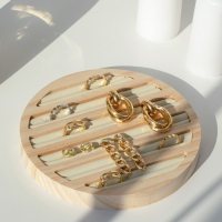 Подставка под кольца 6 полос, дерево, 15&times;15&times;2 см, цвет бежевый