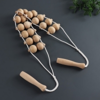 Массажёр - лента, деревянный, шариковый, 2,5 &times; 6,8 &times; 122,2 см, 10 звеньев