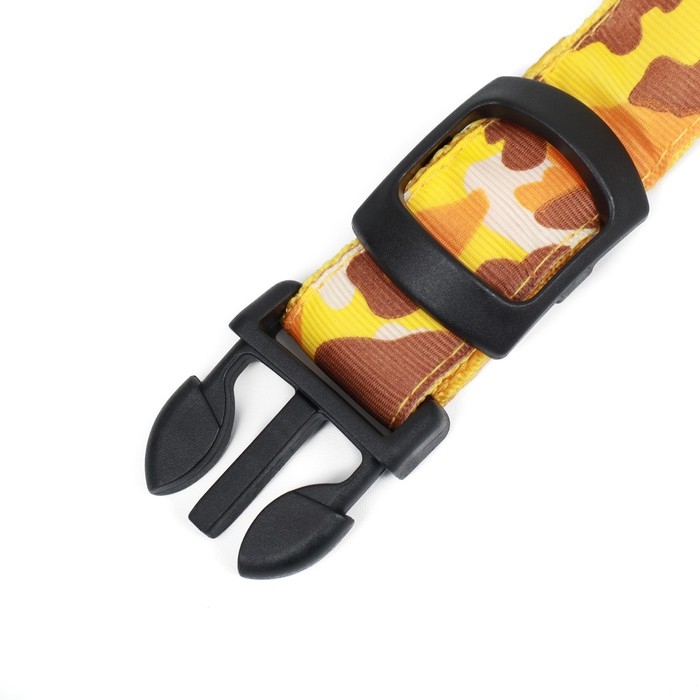 Ошейник с подсветкой Милитари 3 режима свечения размер S, ОШ 22-40 х 2,5 см жёлтый